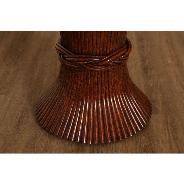 Ficks Reed Ficks Reed Round Glass Top 'Sheaf of Wheat' Dining Table For Sale - Image 4 of 18