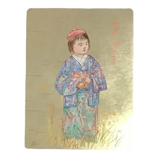 Edna Hibel Pencil Hand-Signed-Original Lithograph Tamiko 1977 For Sale