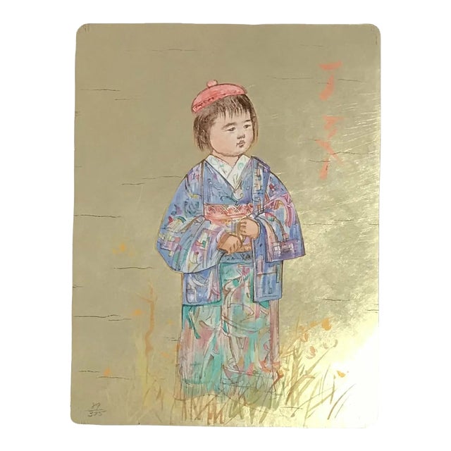 Edna Hibel Pencil Hand-Signed-Original Lithograph Tamiko 1977 For Sale