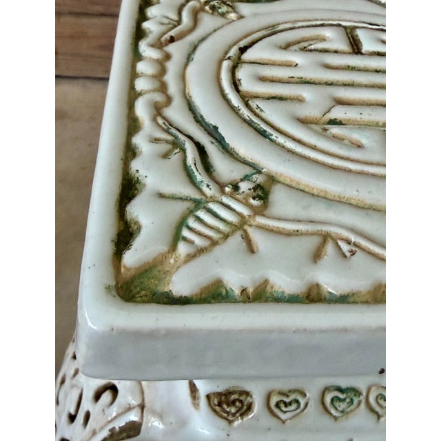 Vintage Chinoiserie Regency Glazed Terracotta Ceramic Elephant Garden Side Tables For Sale - Image 11 of 11
