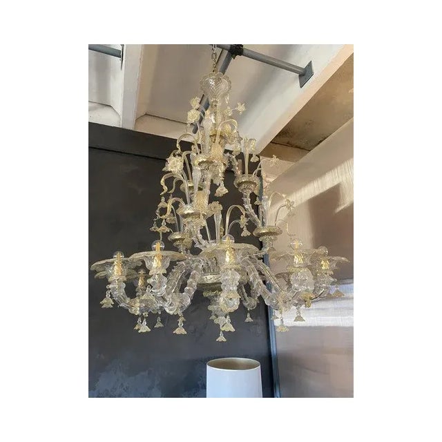 Floral Venetian Ca Rezzonico Gold Chandelier in Murano Glass For Sale - Image 12 of 13