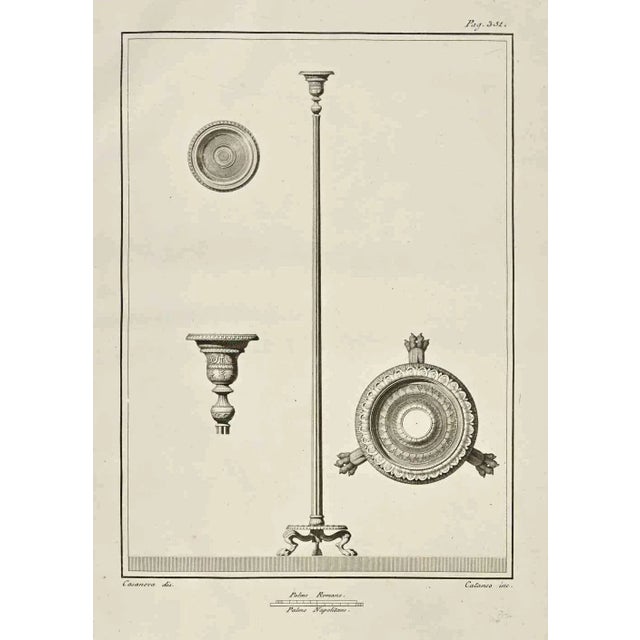 Ancient roman statue of herculaneum from the series "antiquities of herculaneum", is an original etching on paper realized...