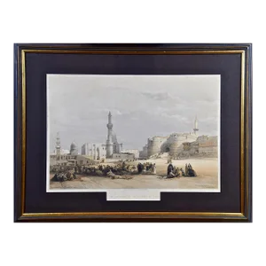 "Entrance to the Citadel Cairo": David Roberts ' 19th C. Hand Colored Lithograph, 1849
