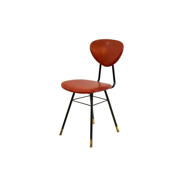 Leather-Coated Office Set with Desk, Bookcase, Chest of Drawers, Desk Chair, and Guest Chairs attributed to Umberto Mascagni, 1950s, Set of 7 For Sale - Image 9 of 18