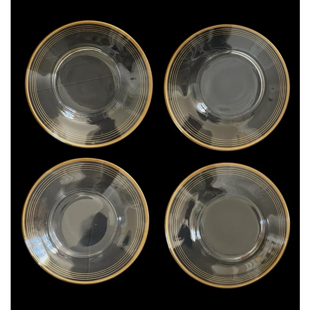Mid-Century Modern Vintage MCM Salad or Dessert Plates 8”. Set of 8 Elegant Gold Rim Design For Sale - Image 3 of 5