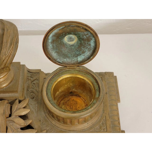 Mid 19th Century 19th Century French Neo-Classical Style Gilt Bronze Desk Inkwell For Sale - Image 5 of 10