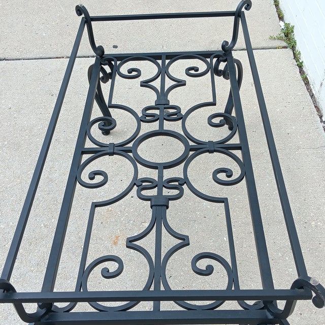 Vintage 19th Century French Wrought Iron Indoor/Outdoor Coffee Table With 1" Thick Table Top Glass For Sale - Image 12 of 18