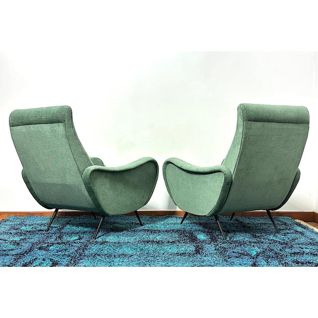 Olive Italian Lady Lounge Chairs Attributed to Marco Zanuso, 1960s, Set of 2 For Sale - Image 8 of 12