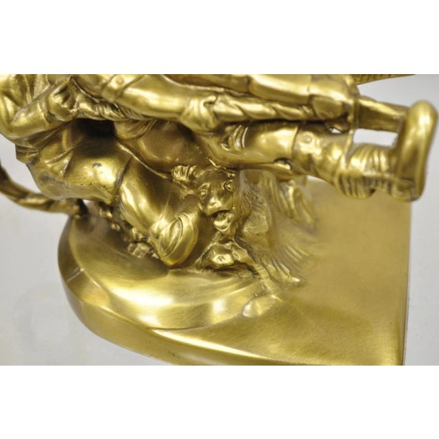 Vintage Pm Craftsman "Tug of War" Brass Children Playing Figural Bookends - Pair For Sale In Philadelphia - Image 6 of 12