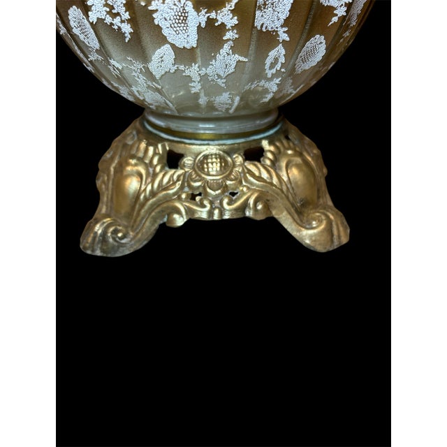 Vintage Glass/Brass Table Lamps - a Pair For Sale - Image 4 of 8