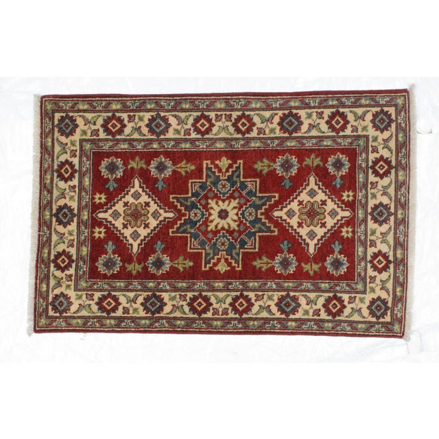 Wool pile genuine handwoven very fine vegetable dye Shirvan style rug. The piece is in mint condition.
