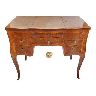 Antique French 19th C Inlaid Lady's Folding Vanity Poudre Desk For Sale