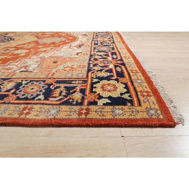 9x12 Harlow Oriental Coral Geometric Medallion Modern Hand Knotted Wool Carpet Rug For Sale - Image 4 of 9