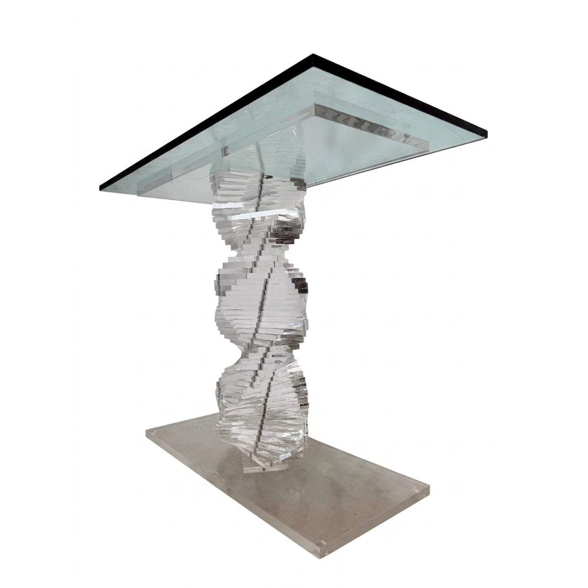 Lucite Helix Console Table With Custom Glass Top, Post Modern 1980s ...