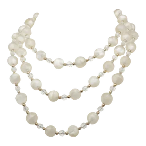 Vintage 1950s Signed Napier 3-Strand Frosted Bead Necklace