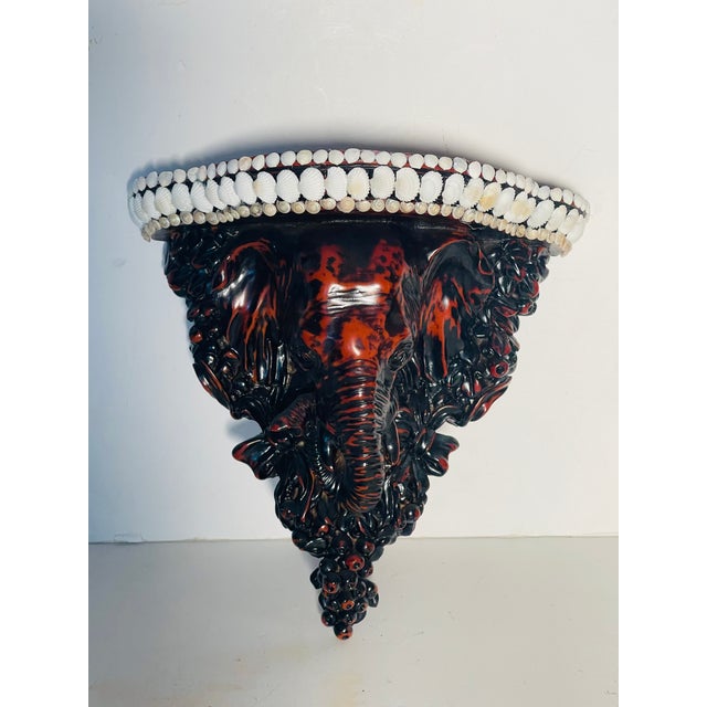 Safari 1960s Safari Style Elephant Head Wall Bracket Corbelle With Sea Shells For Sale - Image 3 of 9