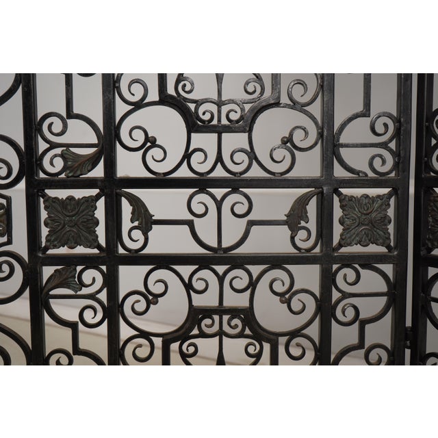 Maitland - Smith Maitland Smith Wrought Iron & Bronze Room Divider Screen For Sale - Image 4 of 14
