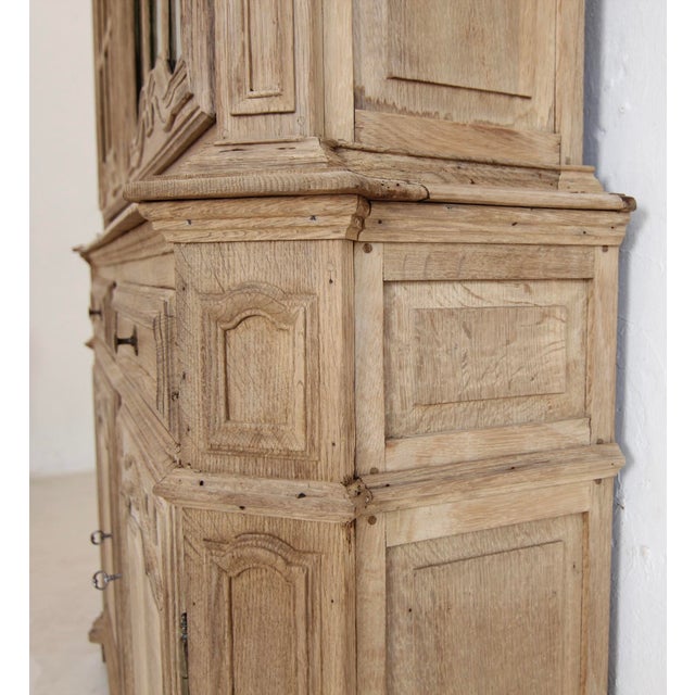 18th Century Provincial Buffet À Deux Corps Cabinet in Bleached Oak For Sale - Image 14 of 18