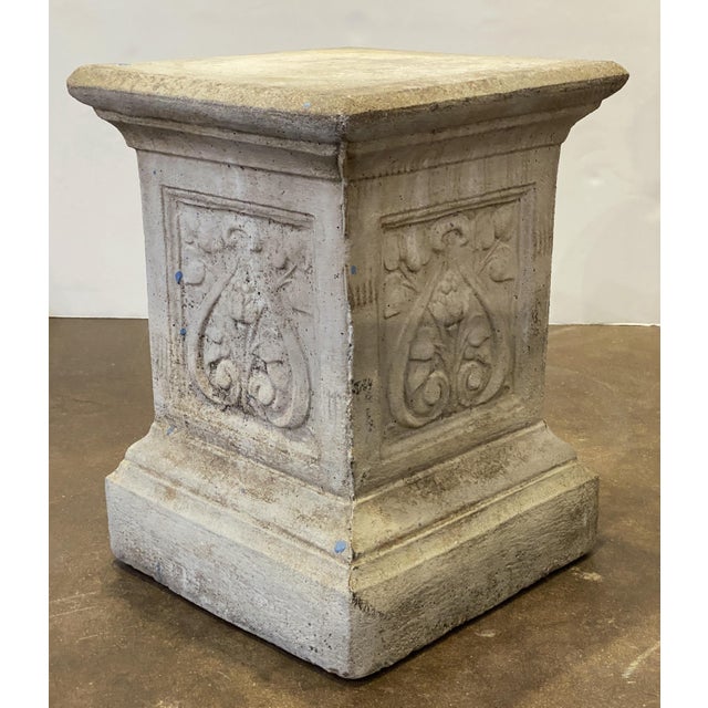 English Garden Stone Pedestal or Plinth With Foliate Motif For Sale In Austin - Image 6 of 8