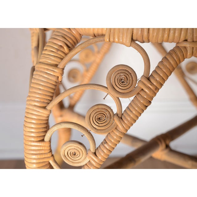 Vintage 1970s Boho Bamboo & Rattan Heart Back Chair For Sale - Image 16 of 17