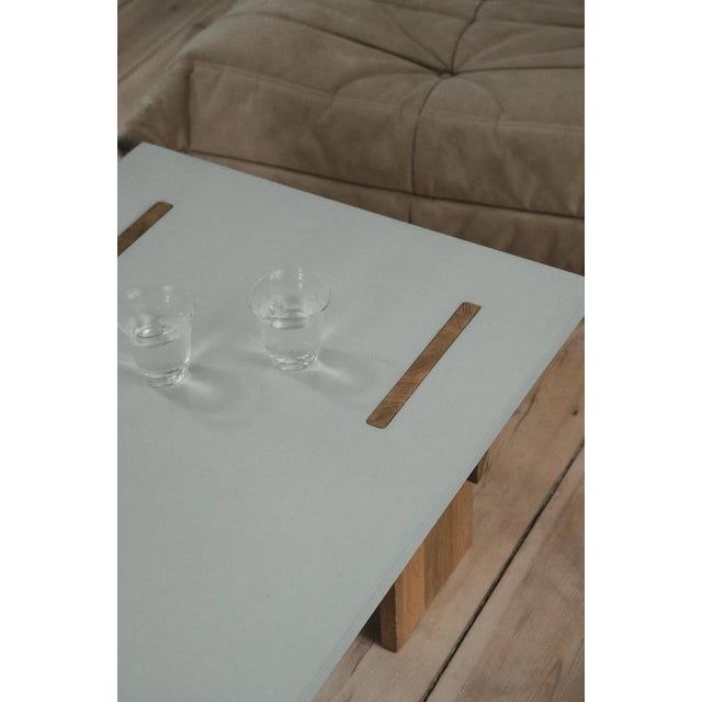 Contemporary Arnold Coffee Table with Light Concrete Top and Light Oak Legs by Eberhart Furniture For Sale - Image 3 of 11