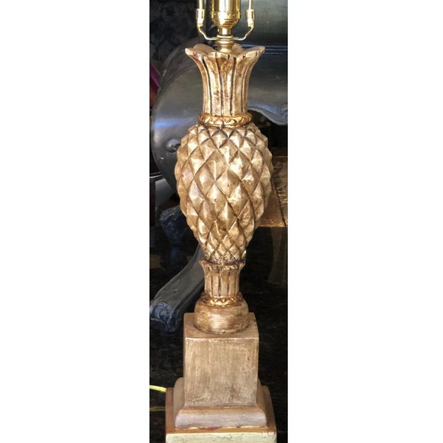 Regency Style Thomas Morgan Carved Pineapple Form Designer Table Lamp