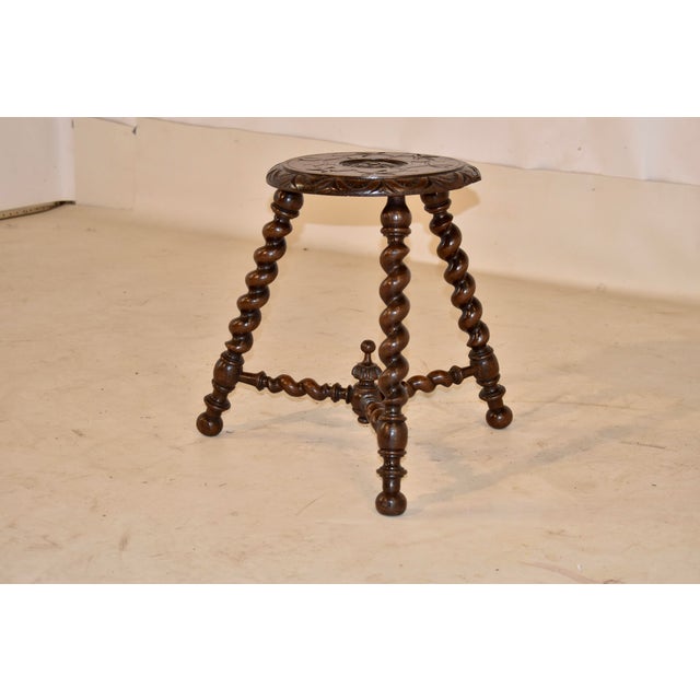 French Country Late 19th Century French Oak Tripod Stool For Sale - Image 3 of 10