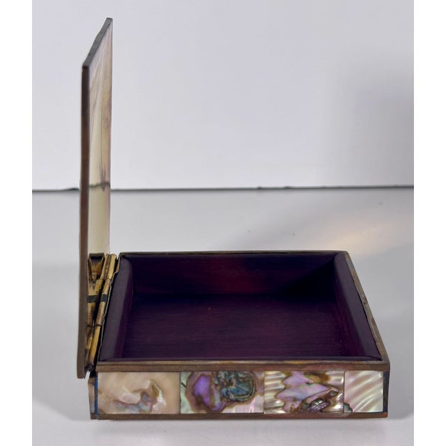 1950s 1950s Abalone Shell Rosewood Lined Box For Sale - Image 5 of 13