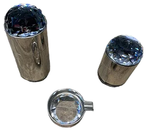 Steel and Swarovski Crystal Smoking Set, 1970s, Set of 3