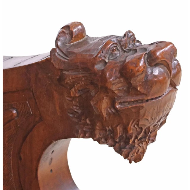 Mid 19th Century 1800's Antique Talian Ren Revival Carved, Walnut, Storage, Hall Bench For Sale - Image 5 of 7