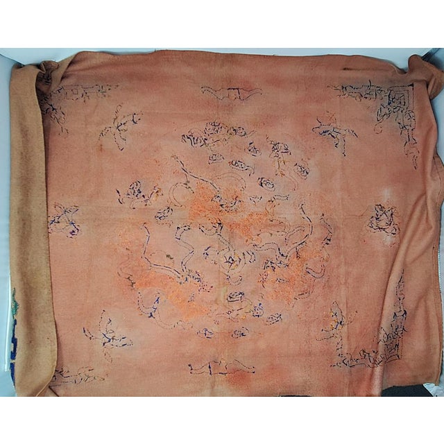 Vintage Chinese Intricately Hand Embroidered 36" X 26" Altar Cloth - Mythical Creatures Bats Butterflies Flowers For Sale - Image 17 of 18