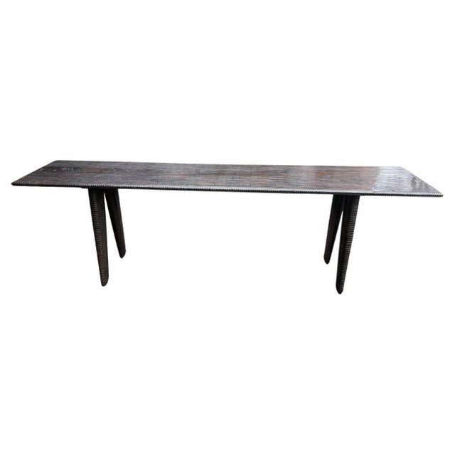 Andrianna Shamaris Exquisite Minimalist Hand Carved Console or Dining Table For Sale - Image 15 of 18