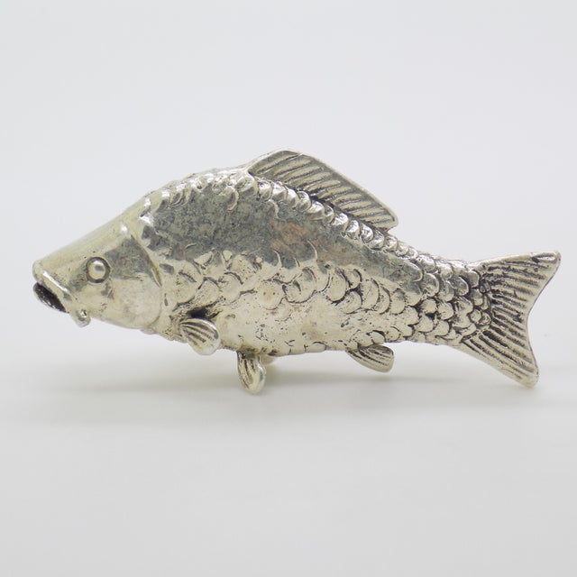 Vintage Italian Heavy Carp Fish Miniature Figurine in Silver 800, Arezzo, 1970s For Sale - Image 12 of 12
