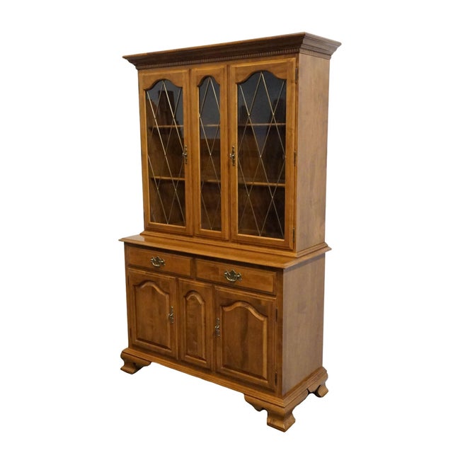 ETHAN ALLEN Heirloom Nutmeg Maple 44" Buffet w. China Cabinet 10-6037 / 10-6038 72" High 44.75" Wide 19" Deep We...