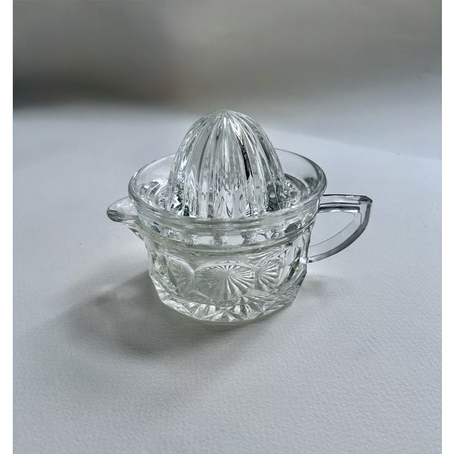 American Heisey Style Two Piece Clear Handled Glass Juicer, C. 1930's For Sale - Image 3 of 14