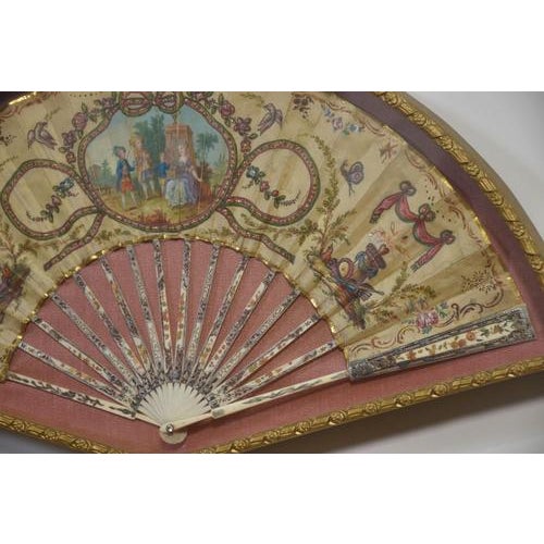 Contemporary Antique Painted Folding Fan, 1800s For Sale - Image 3 of 6