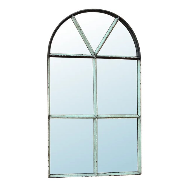 Antique Industrial Iron Mirror For Sale - Image 9 of 9