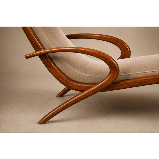 Rare Brazilian Modern Chaise Lounge in Caviúna and Mohair, John Graz, 1950s For Sale - Image 9 of 18