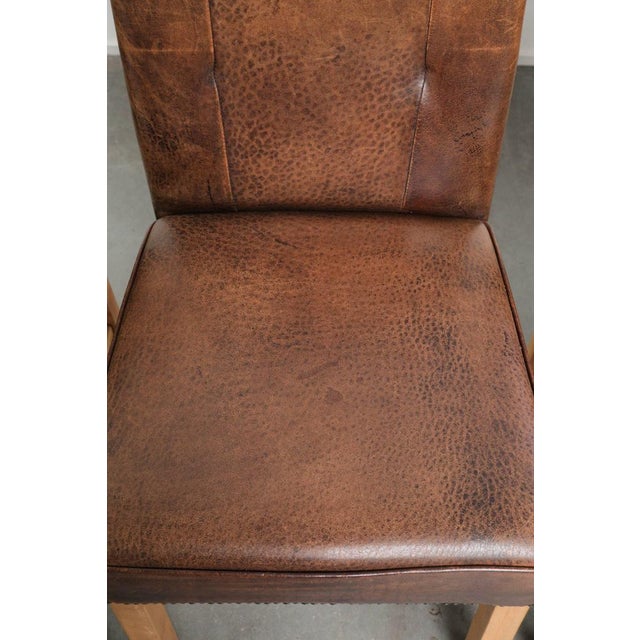 Large Sheepskin Dining Chairs in Dark Cognac, 1940s, Set of 4 For Sale - Image 9 of 14