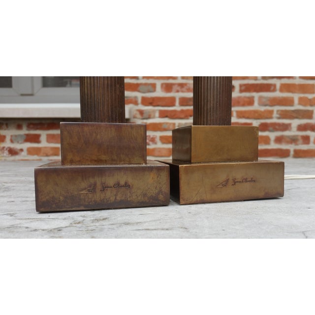 Vintage Bronze Table Lamps by Jean Charles, 1970s, Set of 2, in Very Good conditions. Designed 1970 to 1979 This piece has...