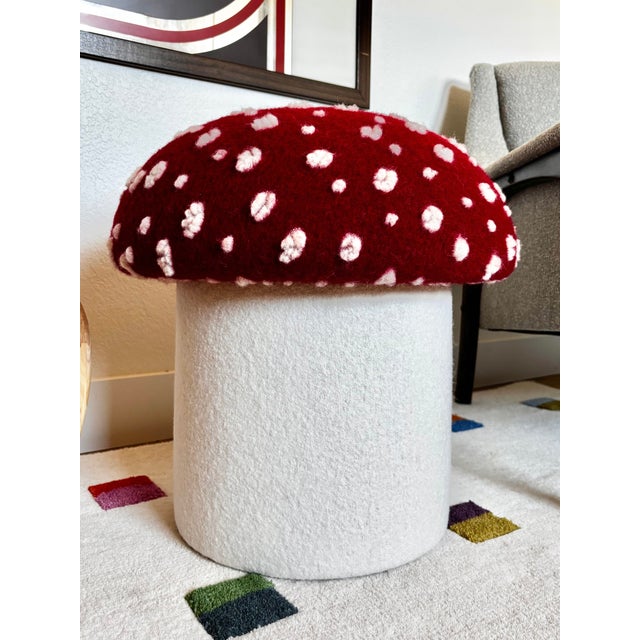 Mushroom Ottoman in Wool Fly Agaric For Sale - Image 10 of 17