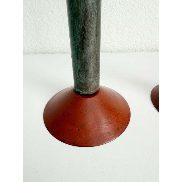 Postmodern Memphis Milano Style Candle Holders, a Pair, Late 20th Century For Sale - Image 11 of 12