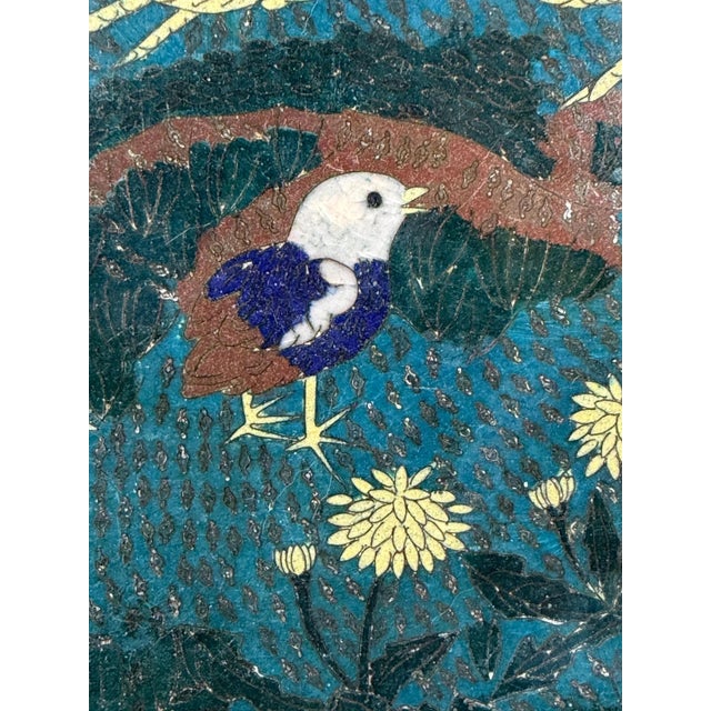 Japanese Cloisonné Charger with Pheasant and Chicks, Late 19th Century For Sale - Image 9 of 17