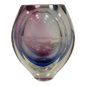 Purple & Blue Cased Glass Murano Styled Vase