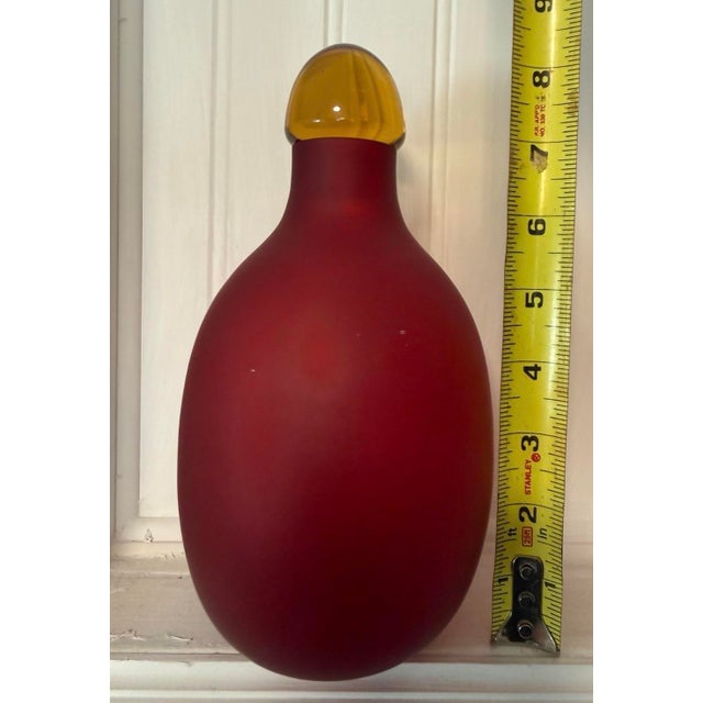 Glass Murano v. Nason & Co. Satin Red Glass With Amber Stopper, Italy – 8in For Sale - Image 7 of 7