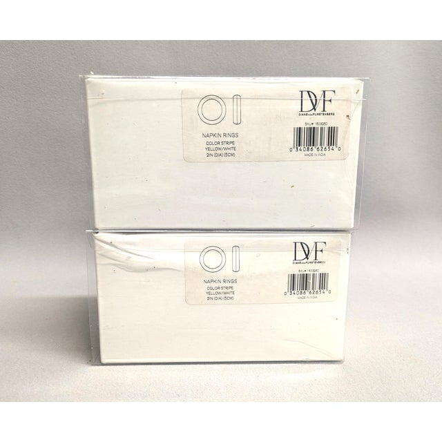 Diane Von Furstenberg Yellow Striped Napkin Rings - Set of 8 For Sale In Raleigh - Image 6 of 6