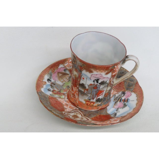 Tame and Nakamura Japan 2pc Set Chocolate Cup and Saucer Pair Hand Painted For Sale - Image 10 of 11