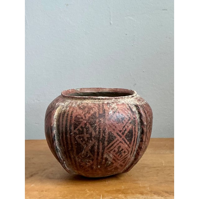 Vintage Red Geometric Patterned Ceramic Vase For Sale - Image 4 of 12