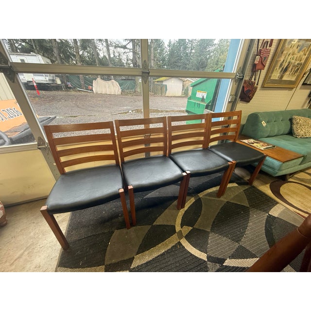 Wood Set of 4 Danish Teak Ladder Back Dining Chairs For Sale - Image 7 of 8