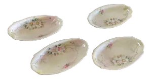 Antique Handpainted Nippon Oval Dishes- Set of 4